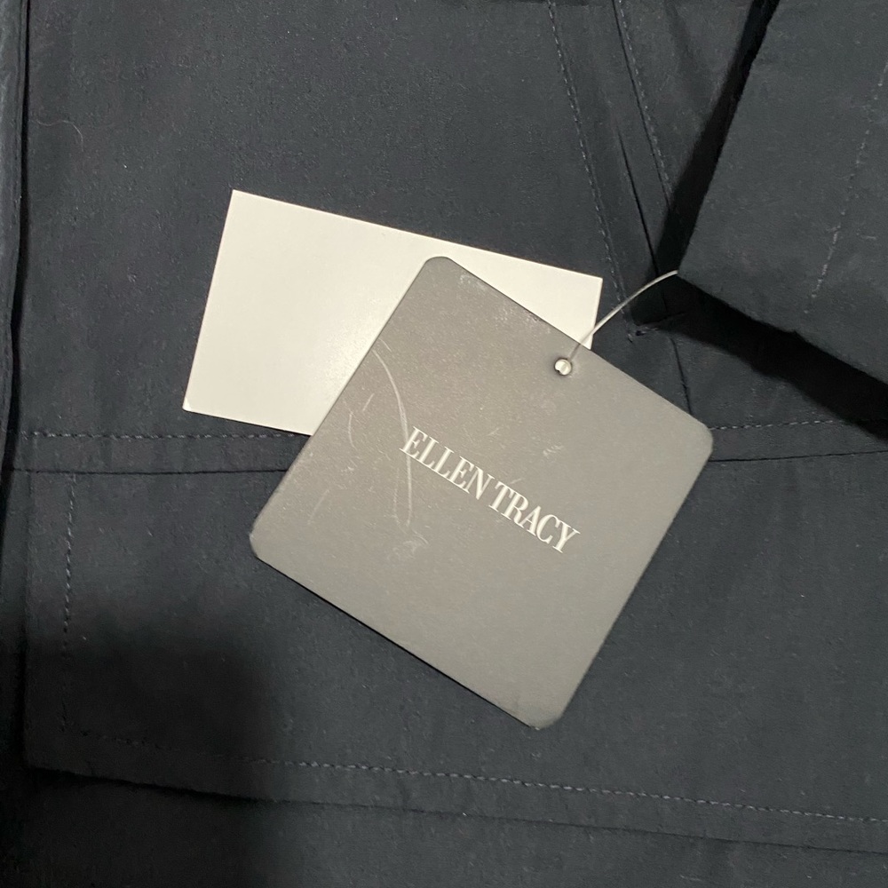 NWT ELLEN TRACY Women's City Rain Jacket with Hood Size Large Navy Blue NWT $150 - Picture 6 of 7